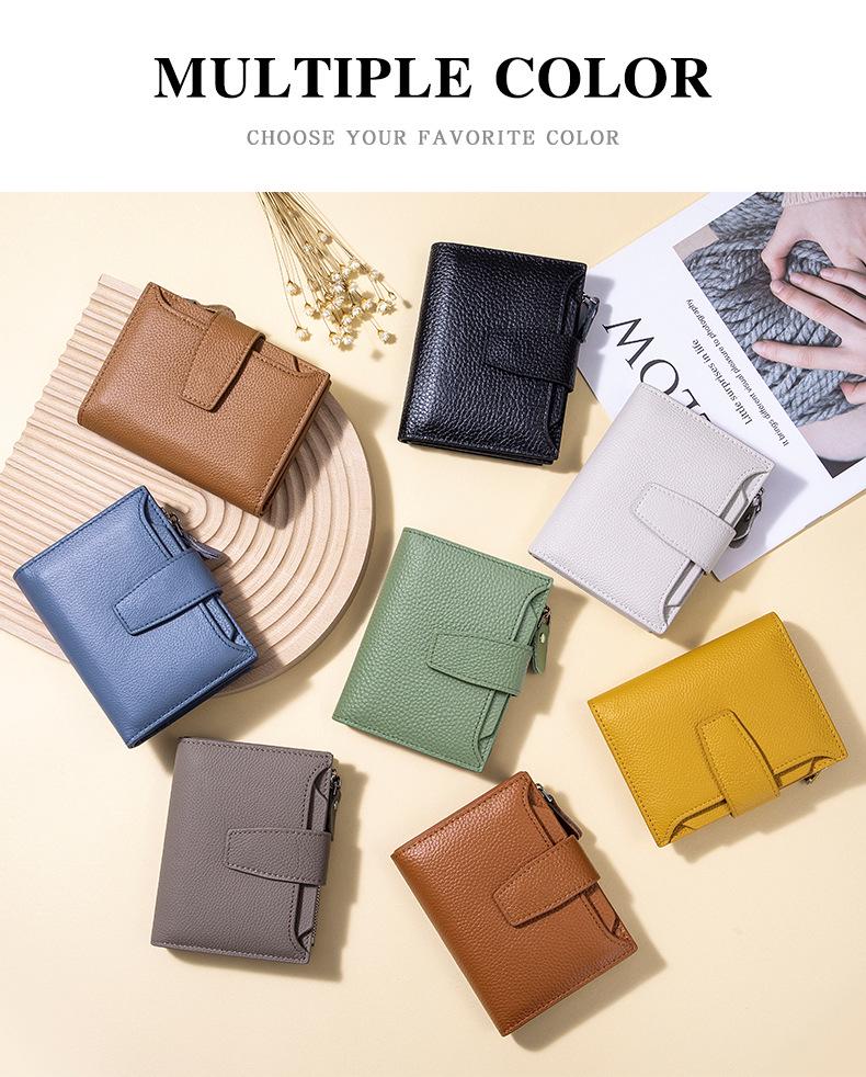 Damski portfel ze skóry naturalnej z blokadą RFID, z portmonetką i uchwytem na karty