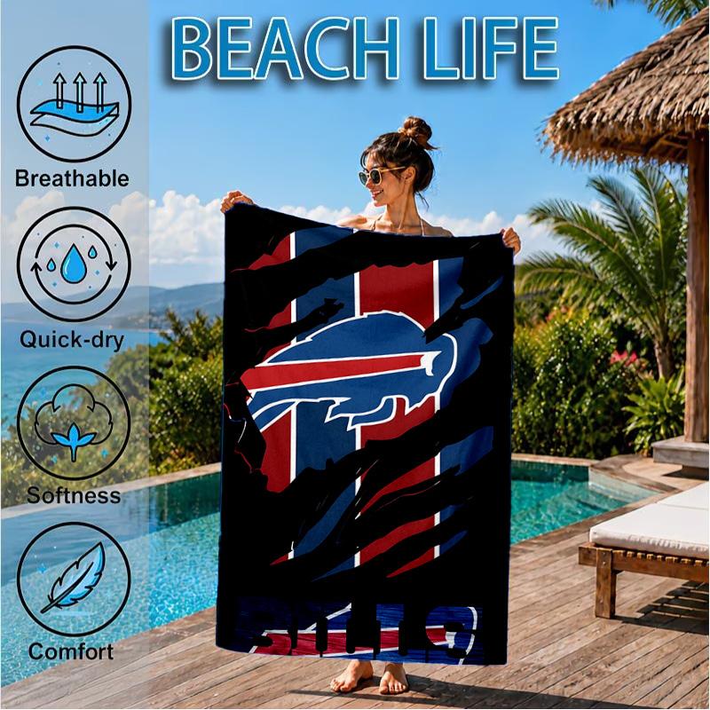 Bills Logo Beach Towel, Microfiber Beach Towel, Perfect For Pool, Beach, Travel, Home Decor Beach Party Fan gifts