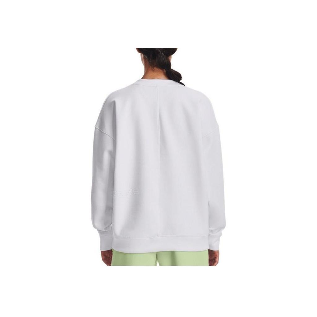 Under Armour Summit Solid Logo Print Crew Neck Long Sleeve Sweatshirt Women Sweatshirt White 1374118-100