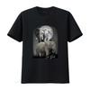 Realistic Dark Night Moon Elephant Family Wildlife Print Casual T Shirt Vintage Graphic Soft Comfortable