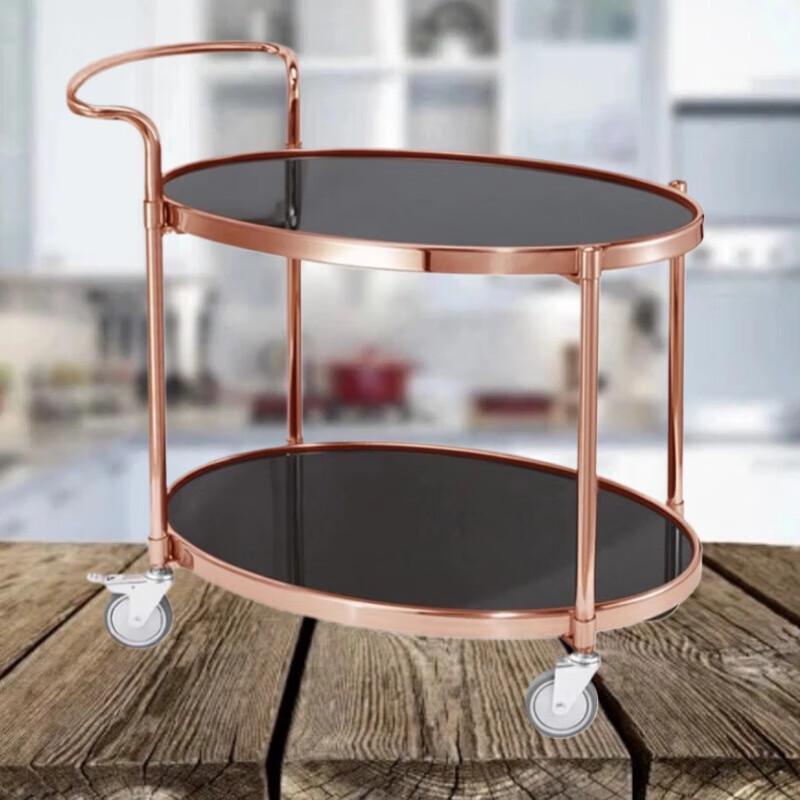 2-Tier Rose Gold Stainless Steel Serving Cart