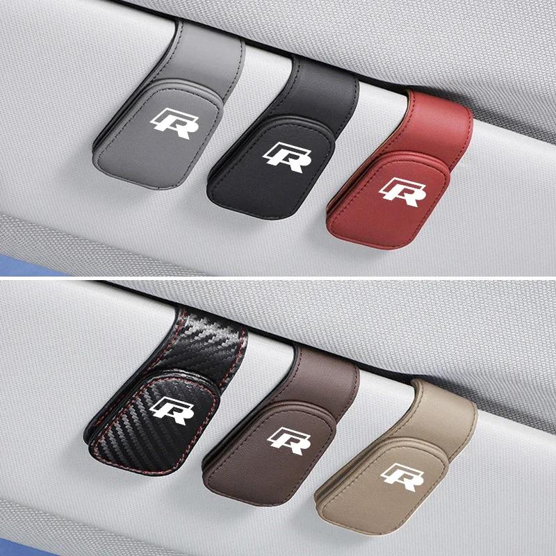 Lmn1 ·PU Leather Car Magnetic Glasses Clip Ticket Holder For VW Atlas Jetta Touareg Variant Golf Polo GTI Taos Nivus Passat Tiguan