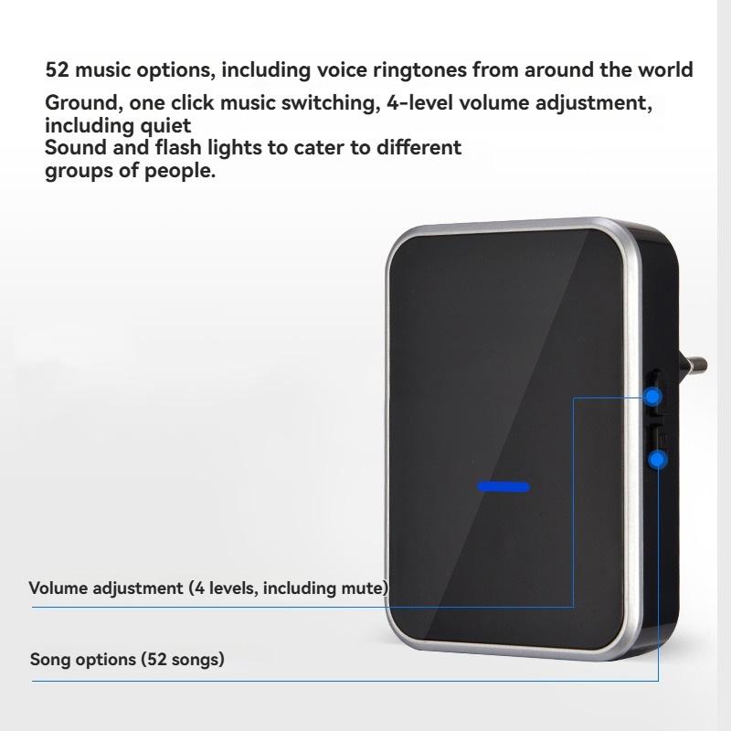Wireless Smart Doorbell Long Distance One-to-Two No Battery Sensor EU/US Plug Self-Powered Doorbell Wholesale