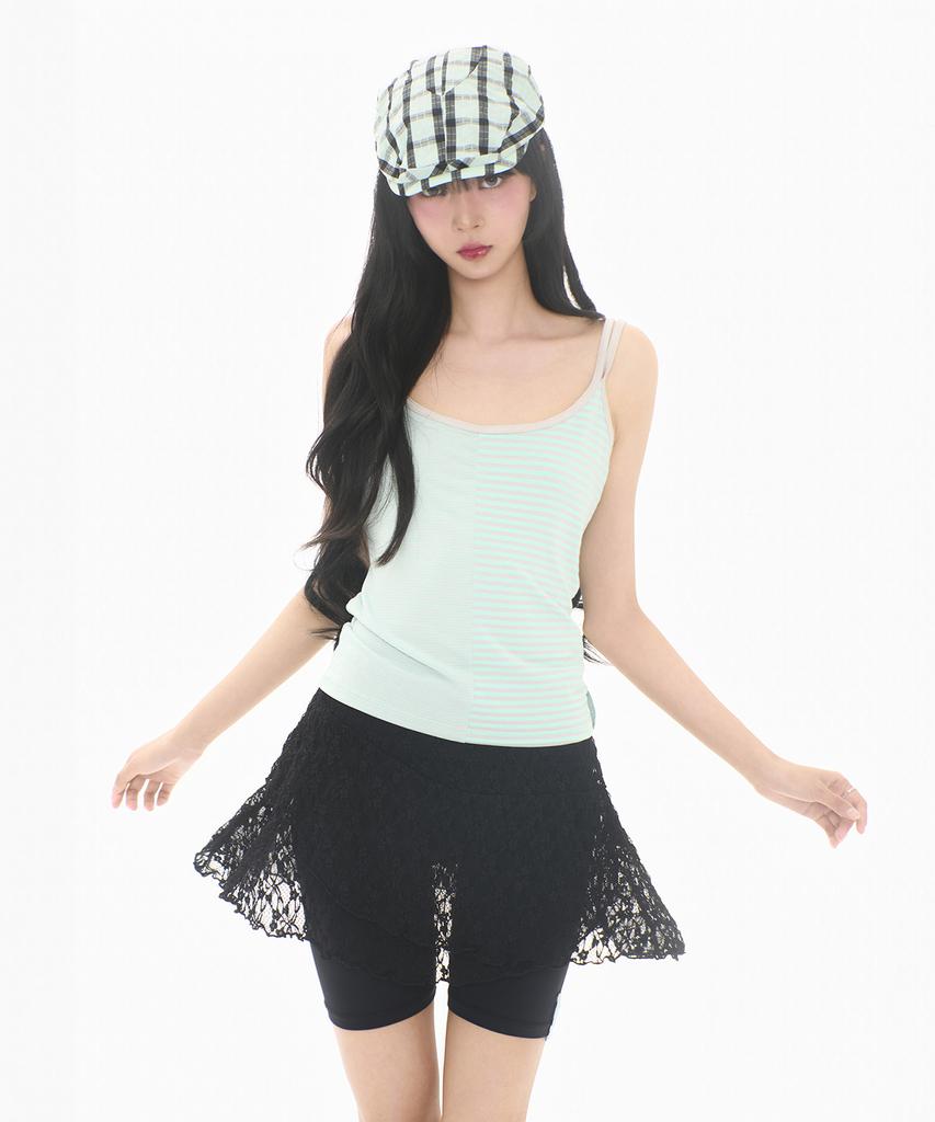 Mileko Lace Layer Wrap Skort Black
