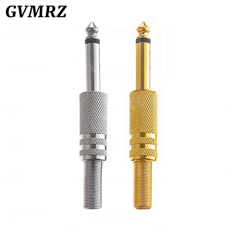 2PCS 6.35mm/6.5mm 2Pole Mono Amplifier Plug 6.35 Stereo Metal Microphone jack plug-in Audio Connector for KTV