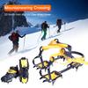Stainless Steel 10 Teeth Snow Grips Crampons Anti-Slip with Carry Bag Adjustable Thickened Nylon PA Straps for Hiking Climbing