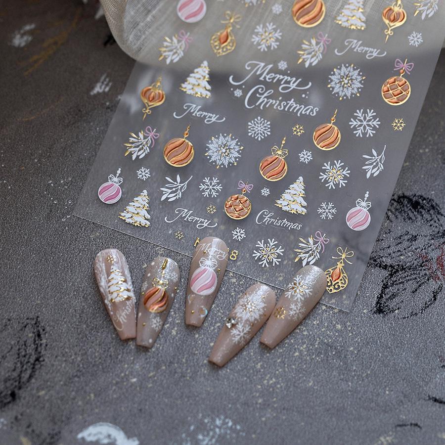 

Christmas Frosted Adhesive Nail Stickers - Hot Stamping Series M-838