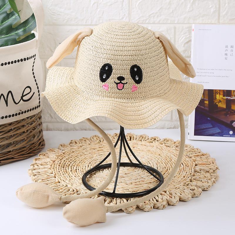 Children's Sun Hats Summer Men's and Women's Sun Protection Straw Hats Cute and Fun Hats That Move Ears Rabbit Hats