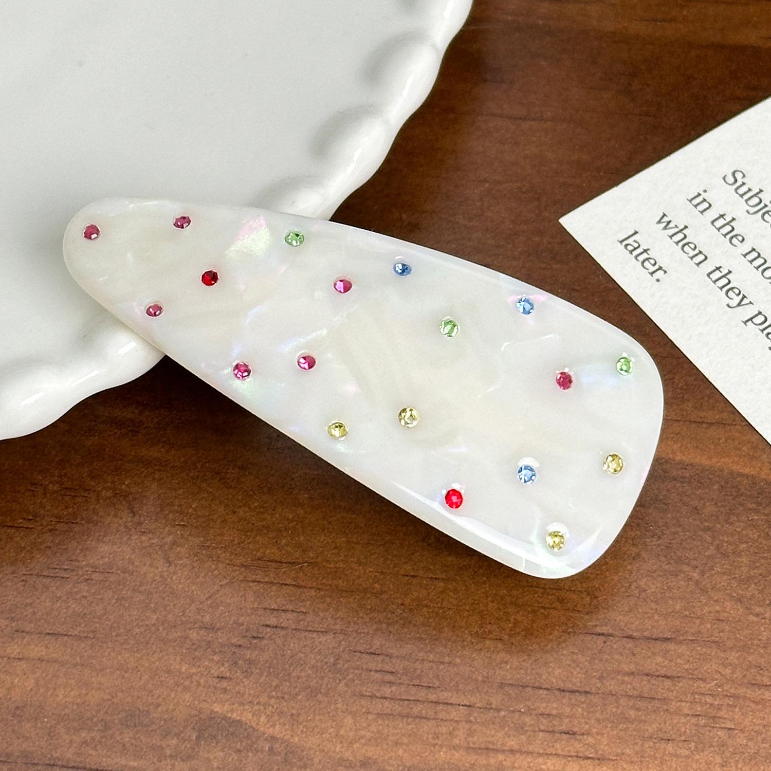 

Роскошная цветная заколка для волос со стразами для женщин со сладким дизайном «утконос» в модных летних оттенках Colorful White