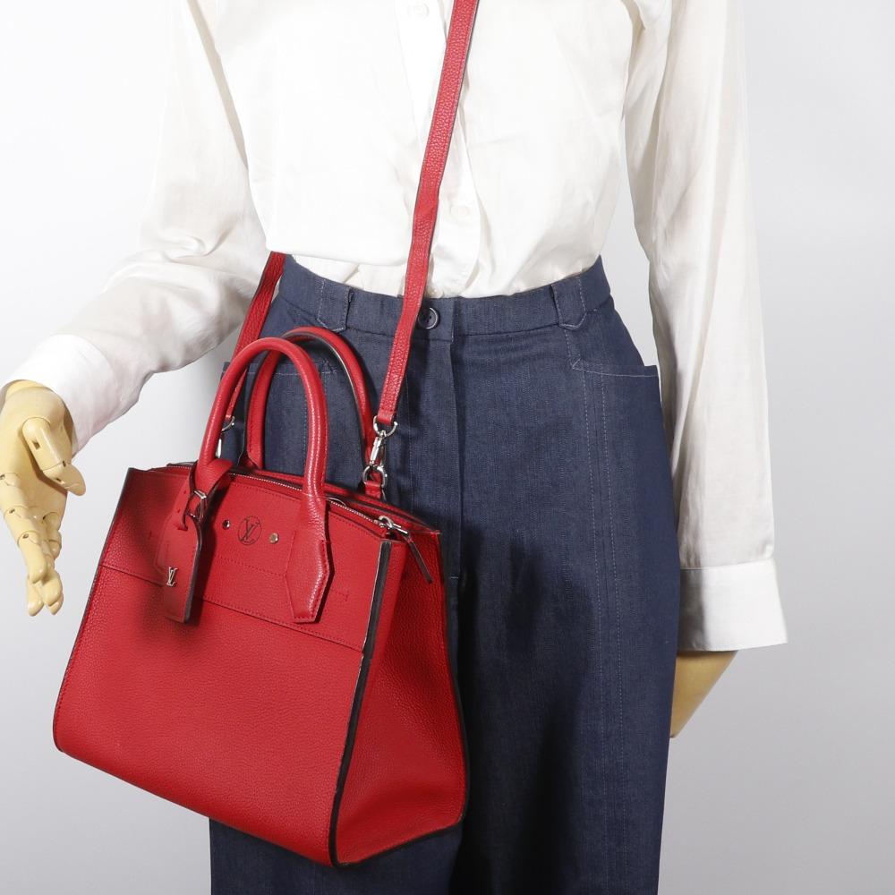 LOUIS VUITTON City Steamer PM Handbag M53030 2WAYShoulder Rouge Red Calfskin Women Used