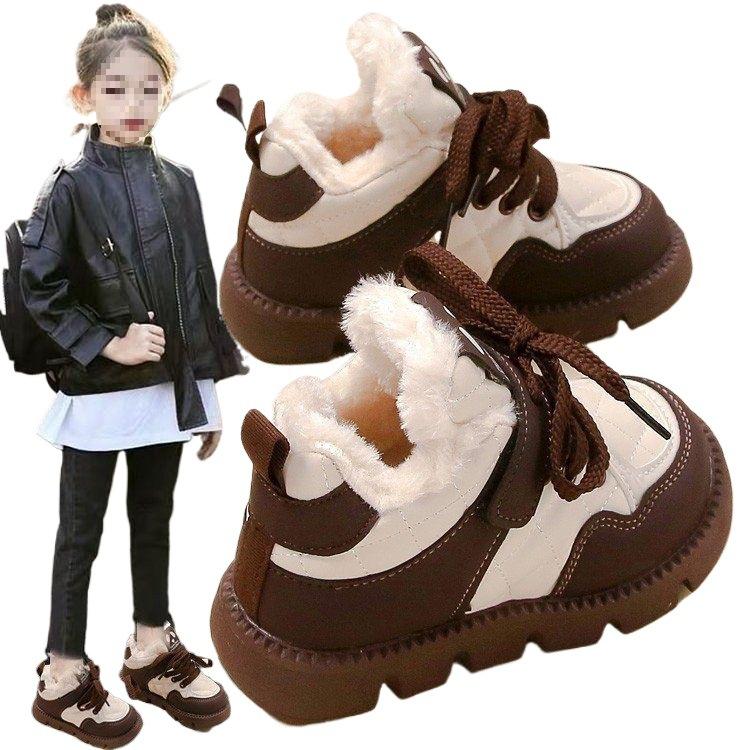 Mädchenschuhe große Baumwollschuhe gefüttert und verdickt 2025 Winter neue Kinder Sportschnee Stiefel mittlere ältere Kinder und Mädchen warm halten