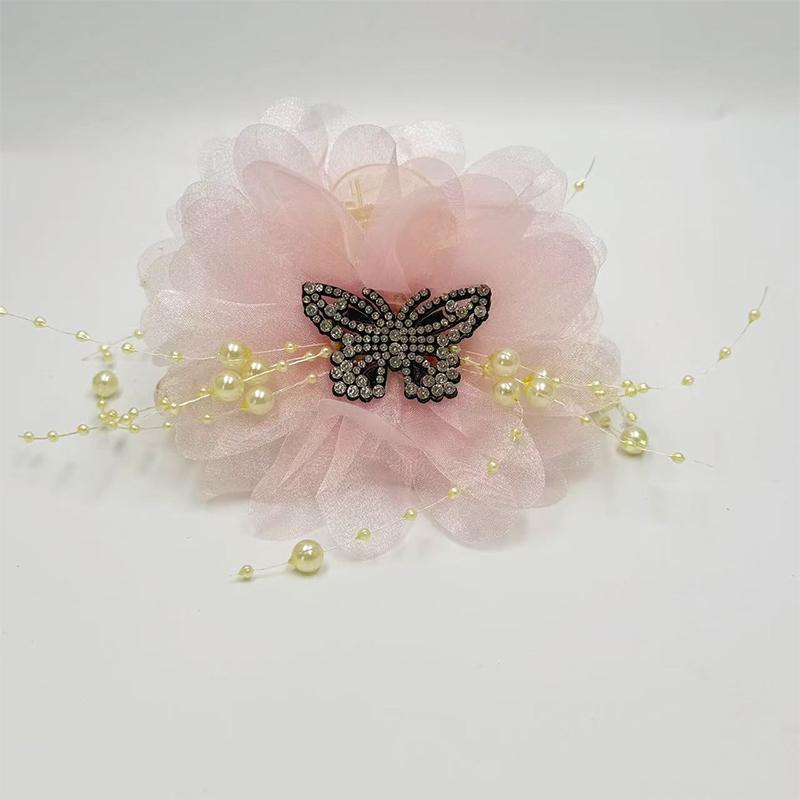 

Сетка Цветок Бабочка Кисточка Бусины Зажим-краб Женские Заколки для хвостика Головной убор Аксессуары для волос розовый