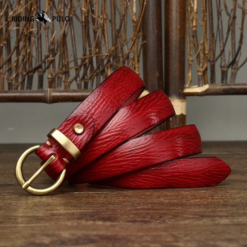 Modny pasek w stylu retro koreańskim, pasujący do wszystkiego, damski pasek z prawdziwej skóry, klamra na bolec, pasek jeansowy z czystej skóry bydlęcej