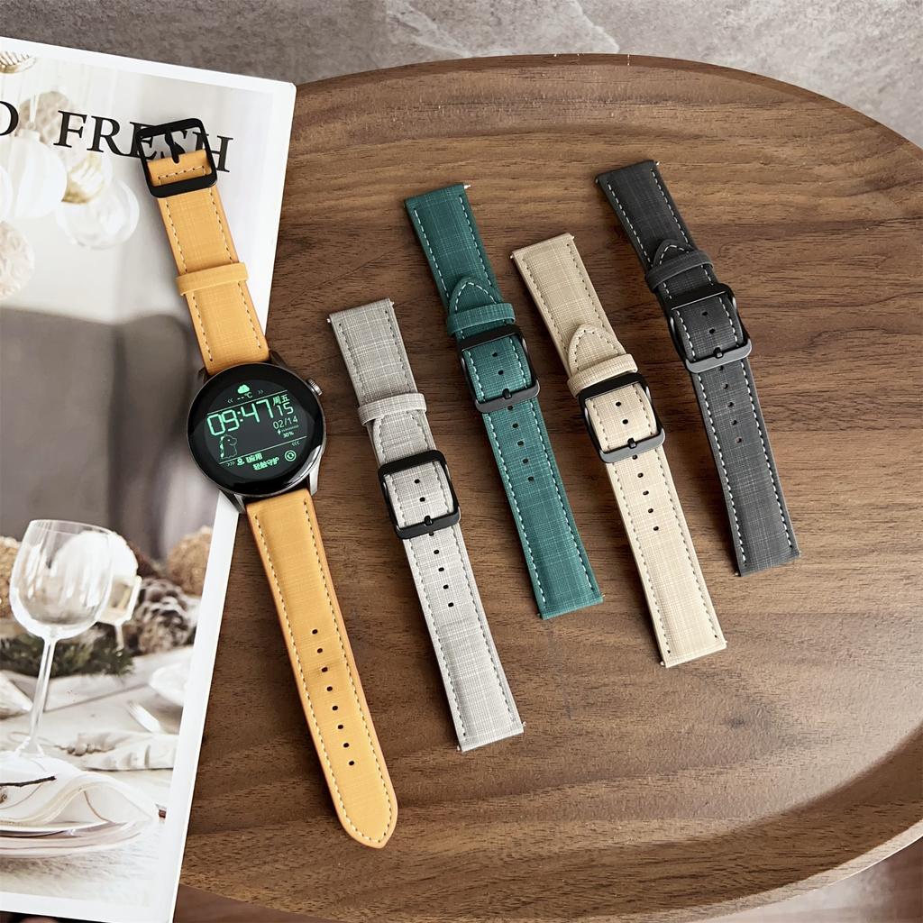 For Huawei Watch GT 5 41mm Watch Band 18mm Braided Checkered Pattern Ring Buckle Leather Wrist Strap