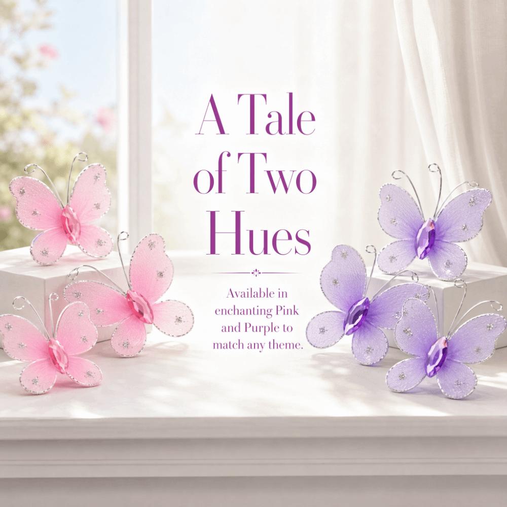 50pcs Purple & Pink DIY Craft Butterflies Small Size Artificial Gem Butterflies For Home Decor