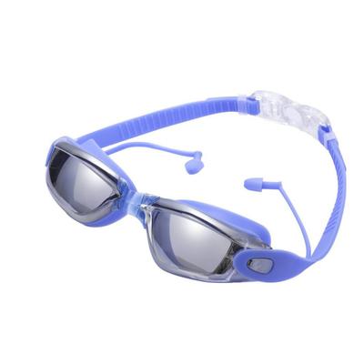 Profession Electroplated Swimming Goggles Hd One-piece Earplugs Waterproof and Anti-fog Swim Glasses Against Infiltration