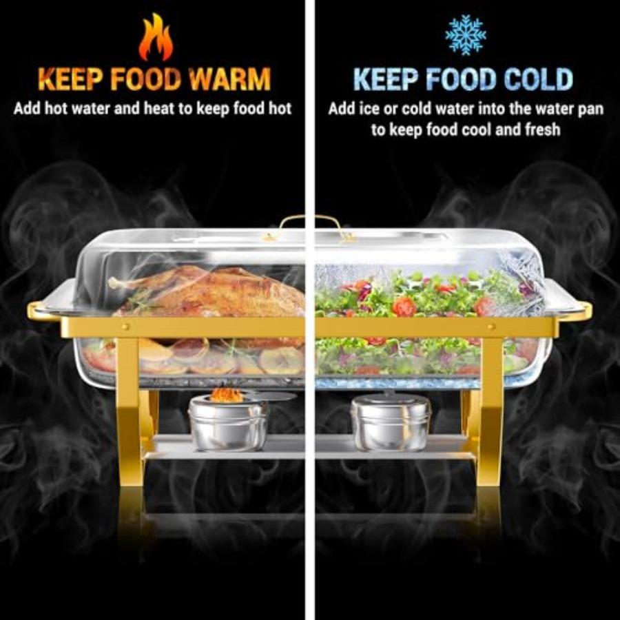 Chafing Dishes for Buffet 8 Qt High Grade Chafing Dish Buffet Set Full Size Pan Rolled-Edge Design Food Warmers for Parties Buf