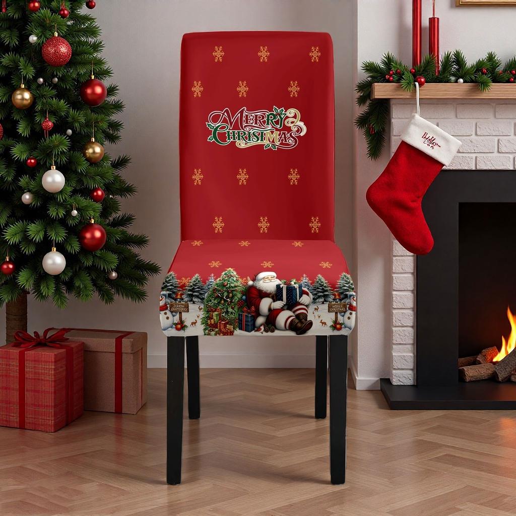 Świąteczny pokrowiec na krzesło z nadrukiem cyfrowym elastyczne pokrowce na krzesła pokrowiec na krzesło biurowe na bankiet Hotel Home Xmas Decor