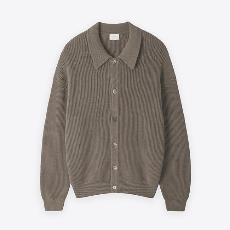 Gestrickte Strickjacke Jacke Herren Koreanischer Stil Revers Pullover Einfarbig Langarm Oberteil