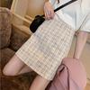 Autumn and Winter Small Fragrant Style Waist Cinching Plaid Skirt Versatile A-line Half Skirt Wrapped Buttocks Short Skirt for Women