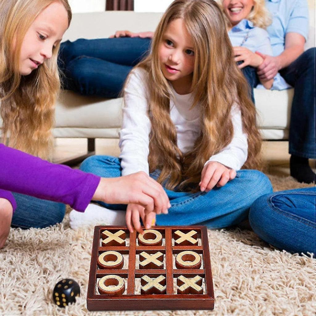 Classic Tic-tac-toe Game, Wooden Family Board Game Set Noughts And Crosses Game, Handmade Family Board Game Toy, Wooden Playing And Board For Children