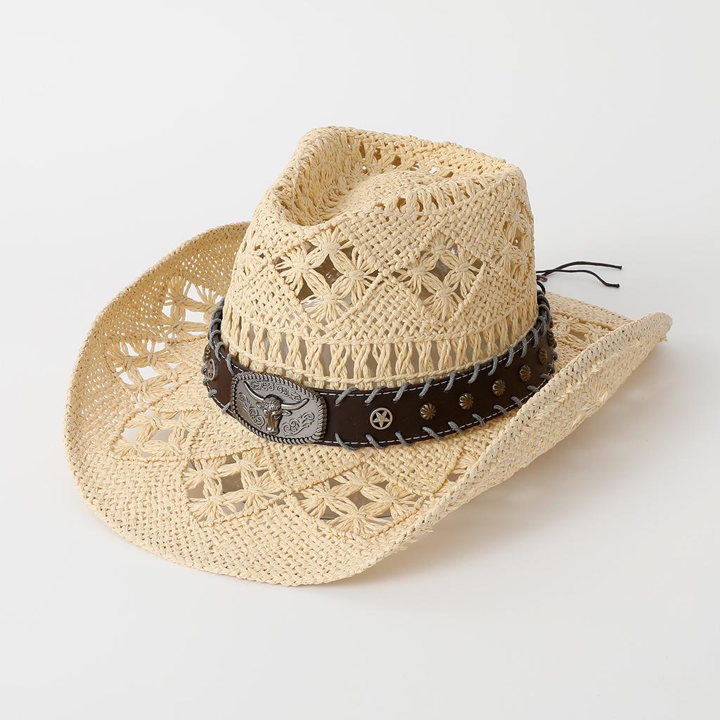 Male and female couples hats travel sunscreen visor western cowboy straw hat hand-woven straw hat