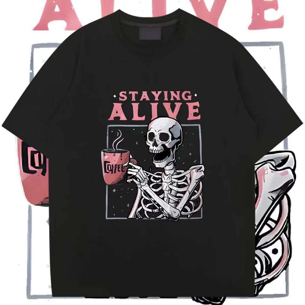 O-Neck T-shirt Loose Oversized Tees Retro Harajuku Rap Style Tshirt High Quality Cotton Clothes Casual Style Unisex T Shirt