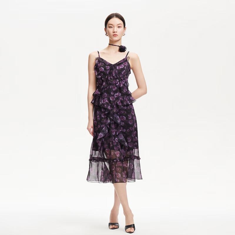 

VEROMODA 2025 Spring Detachable Print Ruffle A-line Dress M