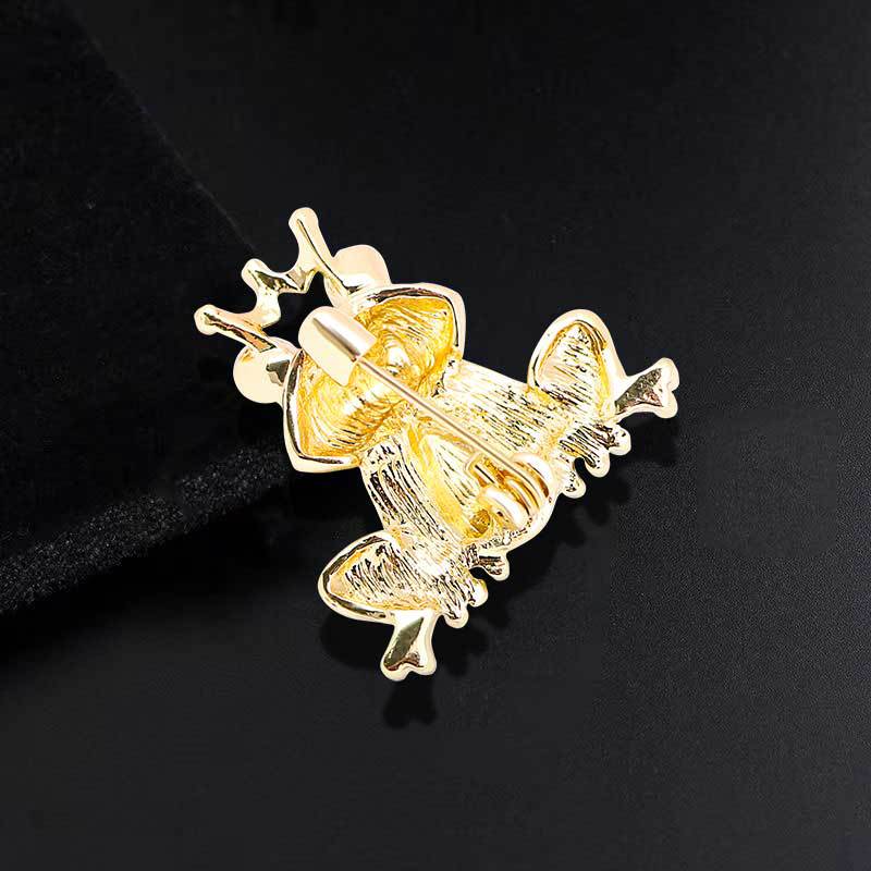 New Fashion Crown Frog Brooch Rhinestone Brooch Creative Versatile Oil Dripping Animal Corsage