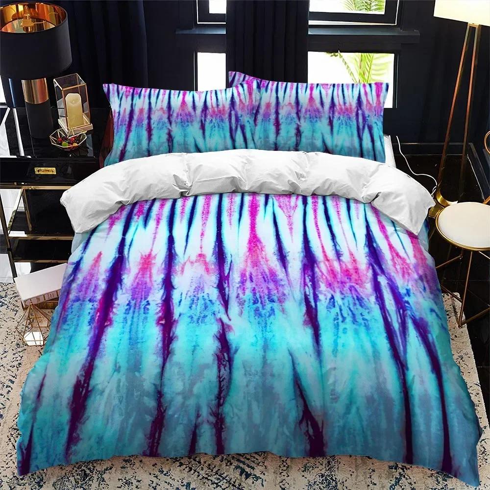 Color tie dyeing Comfortable Duvet Quilt Cover Pillowcase Bedding Set Children Bedroom Decoration Home Textile
