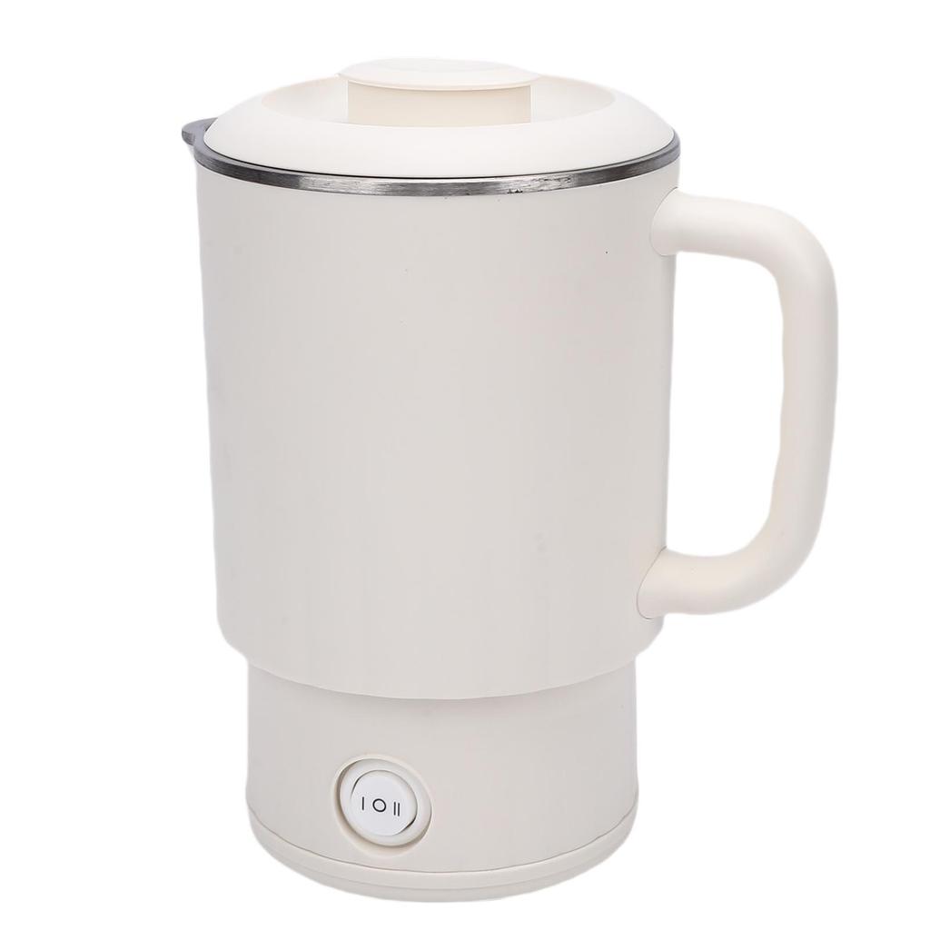 Portable Electric Kettle White 600ml Stainless Steel Interior Insulated Hot Water Kettle for Tea Coffee