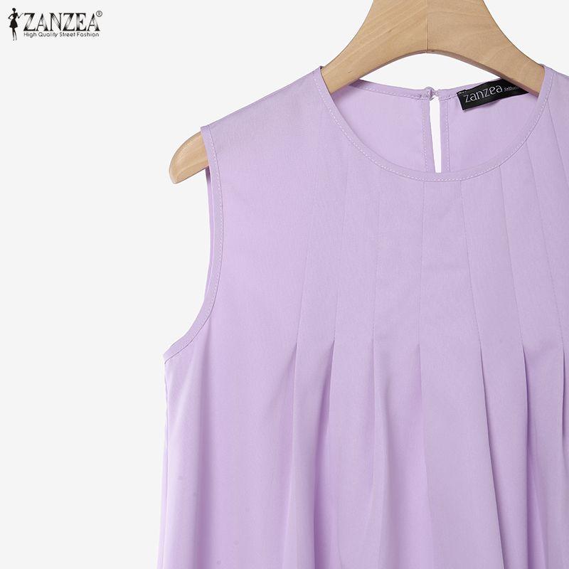 ZANZEA Women Elegant Casual Sleeveless Vest Tops With Loose Skirts Two Piece Suit Sets