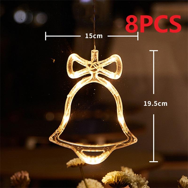 Christmas LED Light Snowflake Santa Hanging Sucker Lamp Window Ornaments Decoration for Home Xmas Navidad 2025 New Year Decor