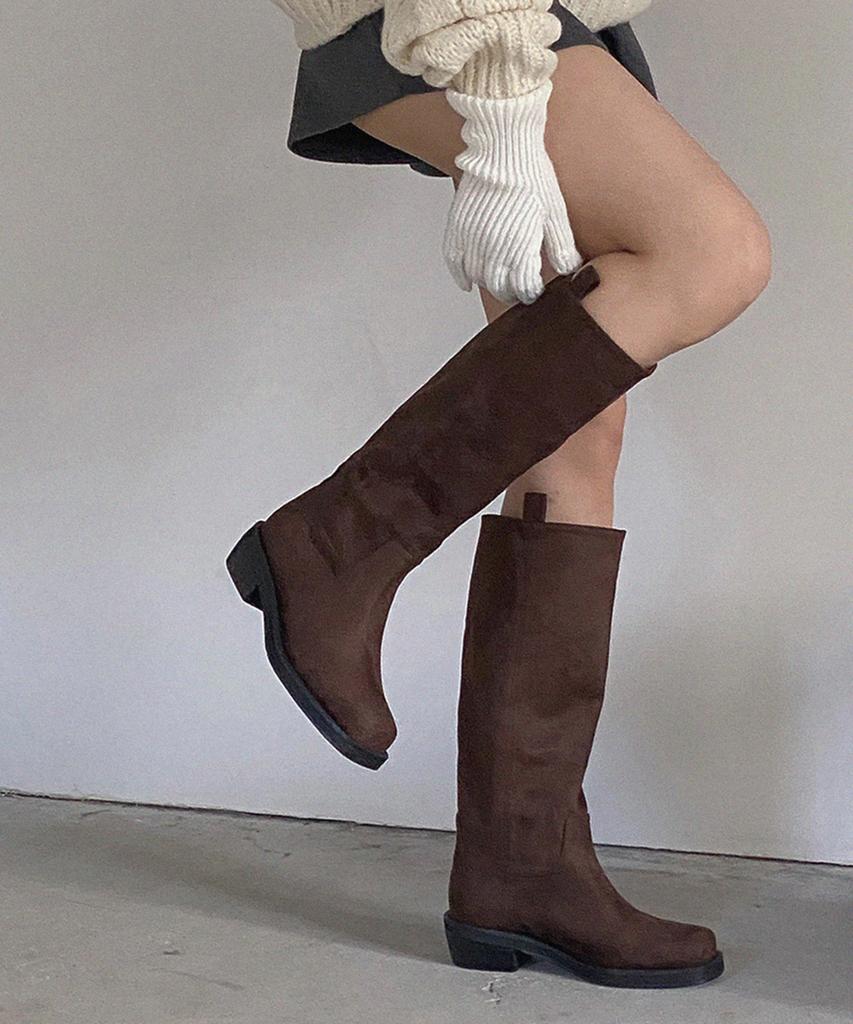 Moodnple Herius Basic Simple Natural Shirred Long Boots 2 Colors 4Cm