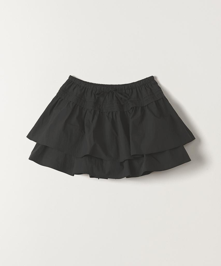 Tudument Shirring Mini Skirt Black