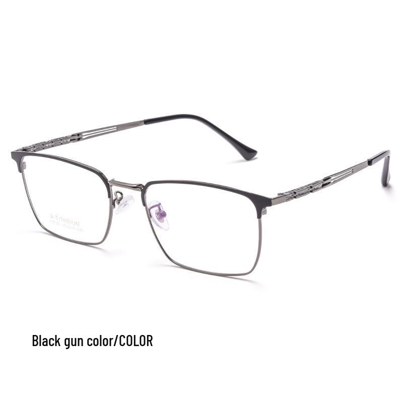3830J Retro Square Full-Rim Metal Eyeglass Frame, Two-Color Super Light for Large Faces