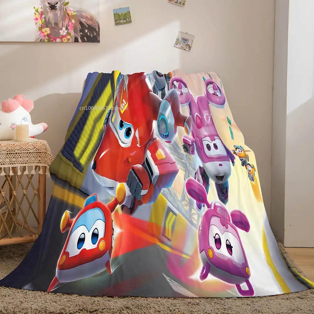 Super Wings Blanket Cartoon Child Flannel Throw Blankets Micro Fleece Cozy Plush Covers for Bed Car and Home Decoration