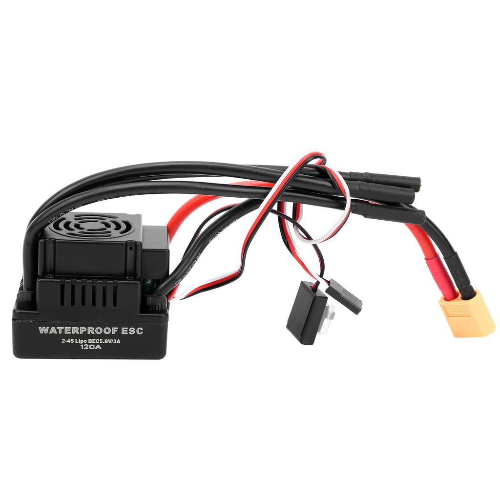 120A Waterproof Brushless ESC Electronic Speed Controller Accessory Fit for 1 8 RC CarXT60 Plug