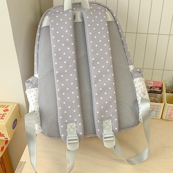 Schoolbag College Style High Value Star School Bag Junior High School Girls Large Capacity High School Student Polka Dot Star Printed Backpack
