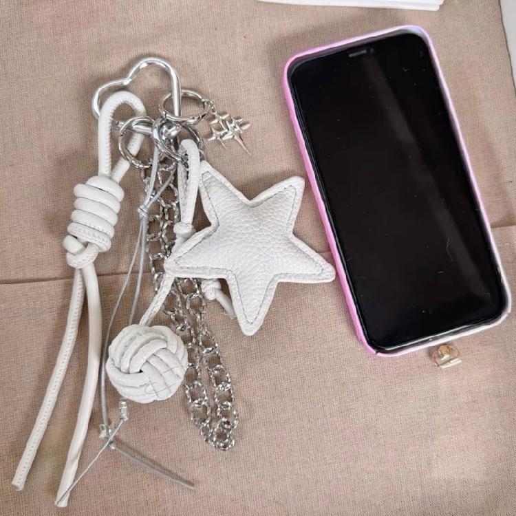 Handmade Star Key Ornament Alloy and PU Bowknot Key Holder Rope Key Accessories Suitable for Party or Room Decorating