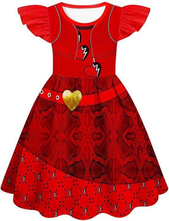 New Halloween Vampire Descendants 4 Children'S Flying Sleeve Dress 3D Printed Children'S Suit Skirt