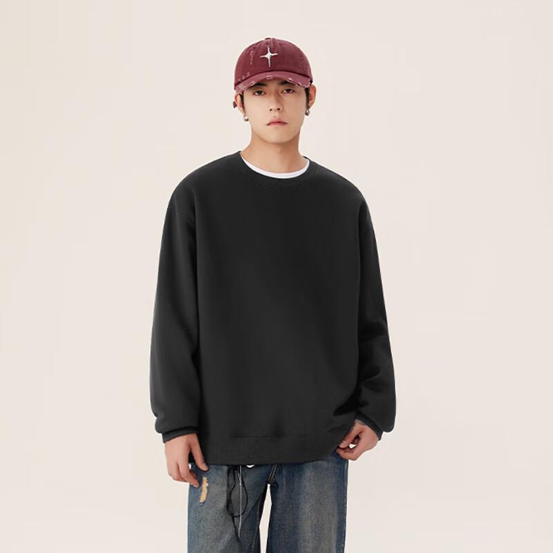 MINISO Men's Lamb Fleece Lined Crew Neck Sweatshirt