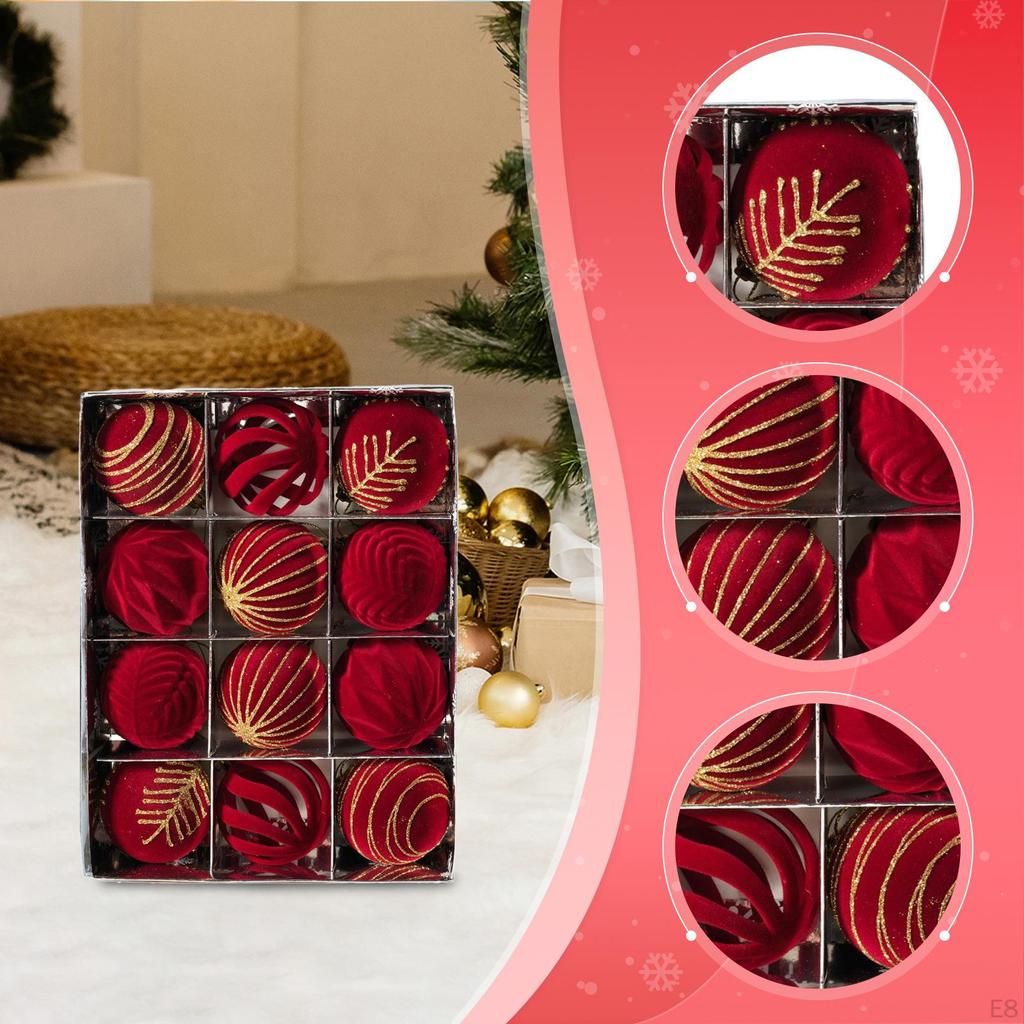12 Pieces Christmas Hanging Decorations Decorative Xmas Balls Baubles 6cm Ball Ornaments