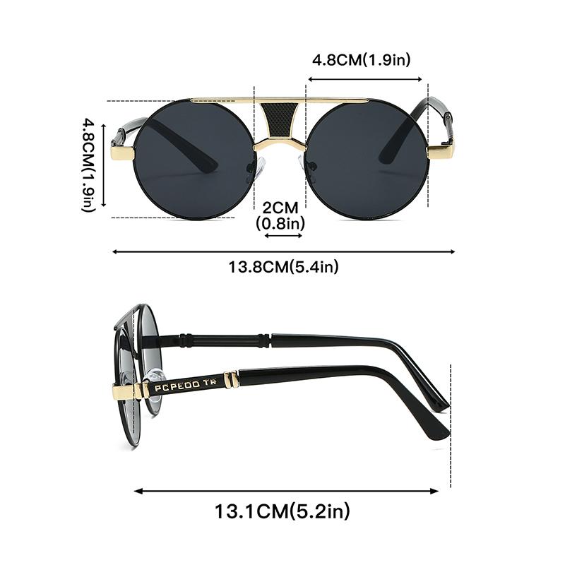 Vintage Round Sunglasses Men Retro Fashion Double Bridge Casual Shades Women Trendy Luxury Brand Design Decor Sun Glasses