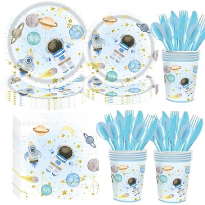Space Theme Party Supplies For Boy Outer Space Party Decor Plate Cup Napkin Tableware Galaxy Space Planet Astronauts Theme Party