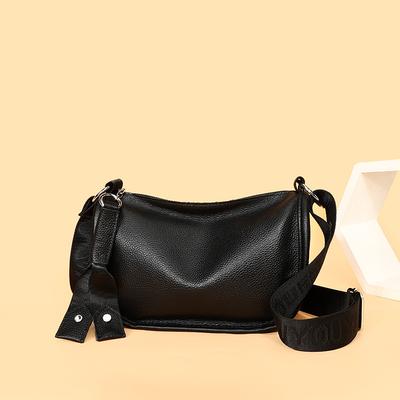 Ledertasche für Damen, modische Schultertasche, lässige, einfache Umhängetasche, erste Schicht Rindsleder, breiter Schultergurt, Satteltasche