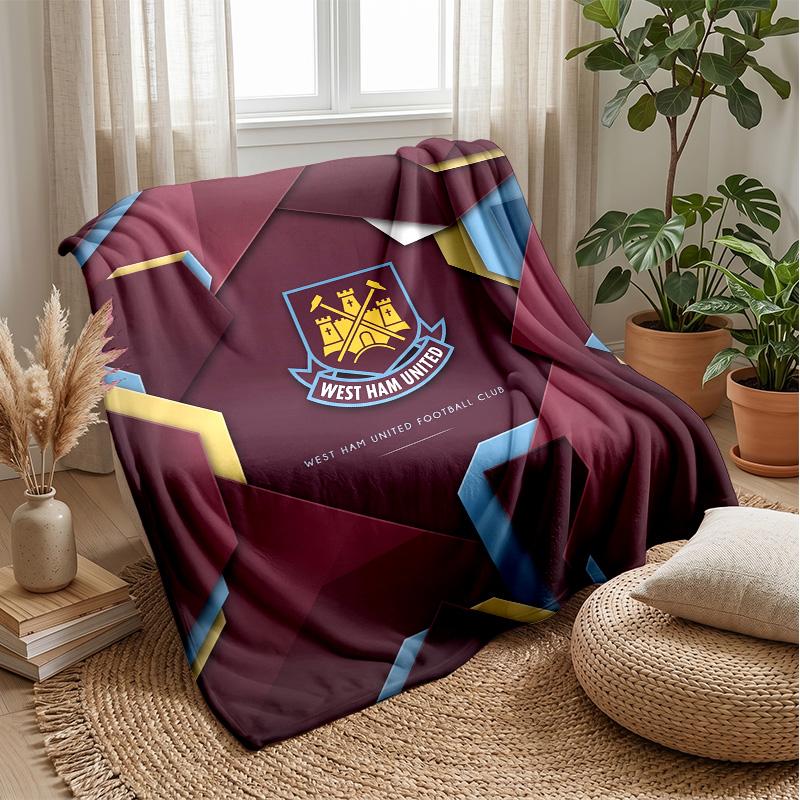 Coperta in Flanella con Stampa West Ham United, Morbida Calda Leggera Coperta da Divano Letto Campeggio