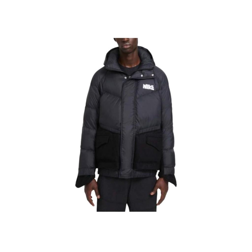 Nike X Sacai Sportswear Loose Fit Patchwork Parka Down Jacket Men Outerwear Black CT3269-010