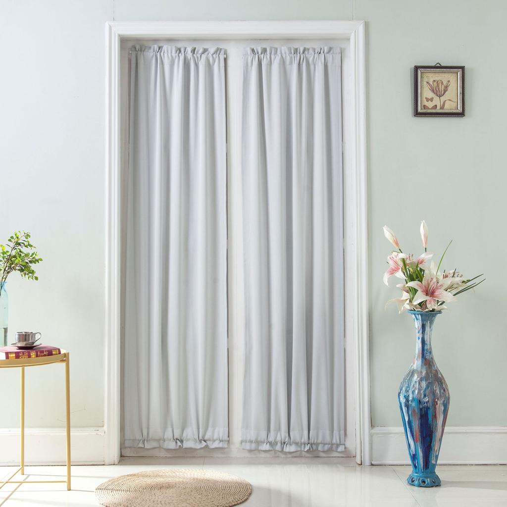 Curtain Finished Piercing Rod Door Curtain High Precision Solid Color Curtain French Door Curtain