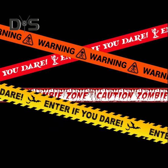 Halloween Warning Tape Outdoor Danger Warning Line Decoration Window Hanging Banner Scary Haunted House Prop Party Supplies